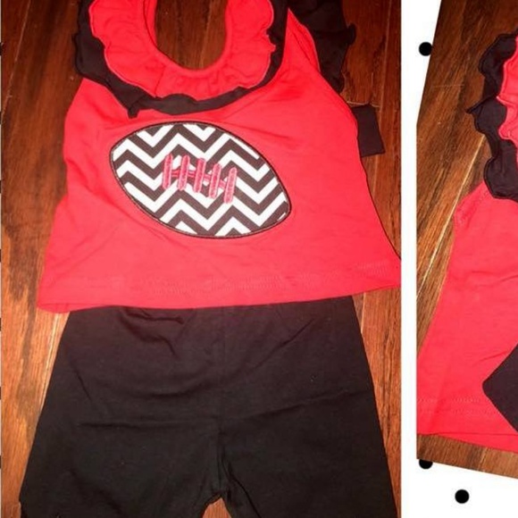 Red/Black Football Applique Set - Picture 1 of 2